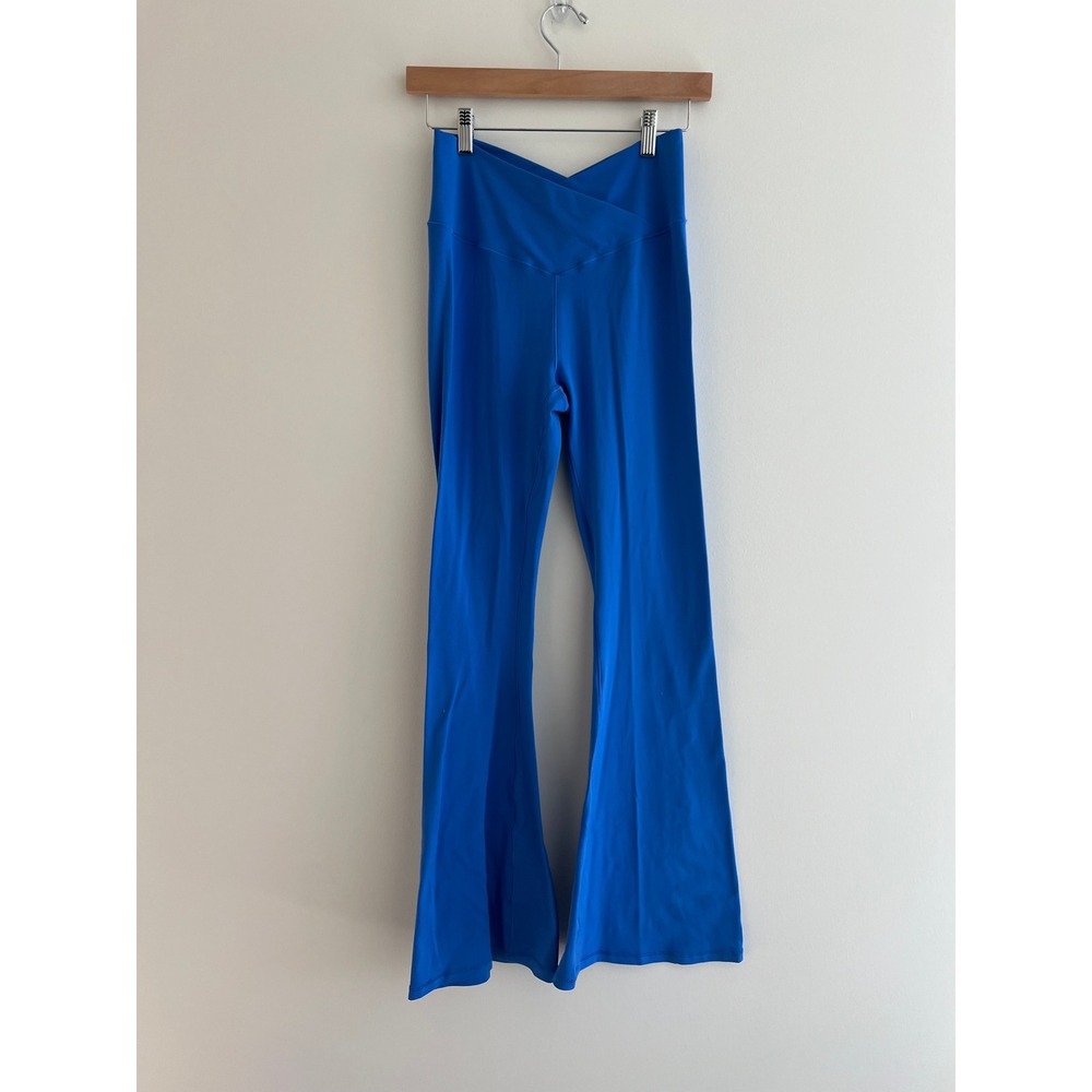 OFFLINE by Aerie Real Me Flare Leggings Womens L Blue Crossover High Rise Yoga